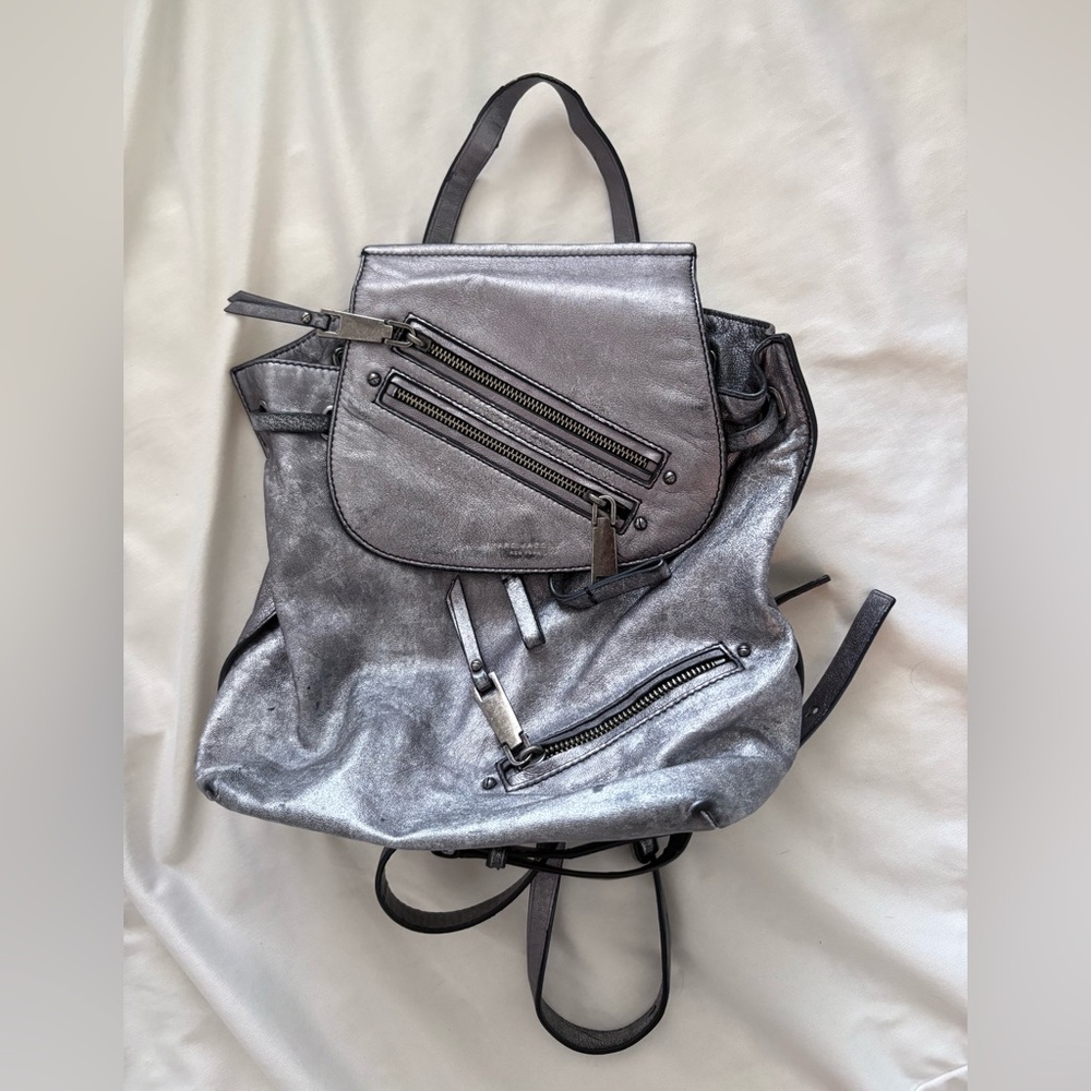 Marc Jacobs Metallic Silver Backpack - image 1